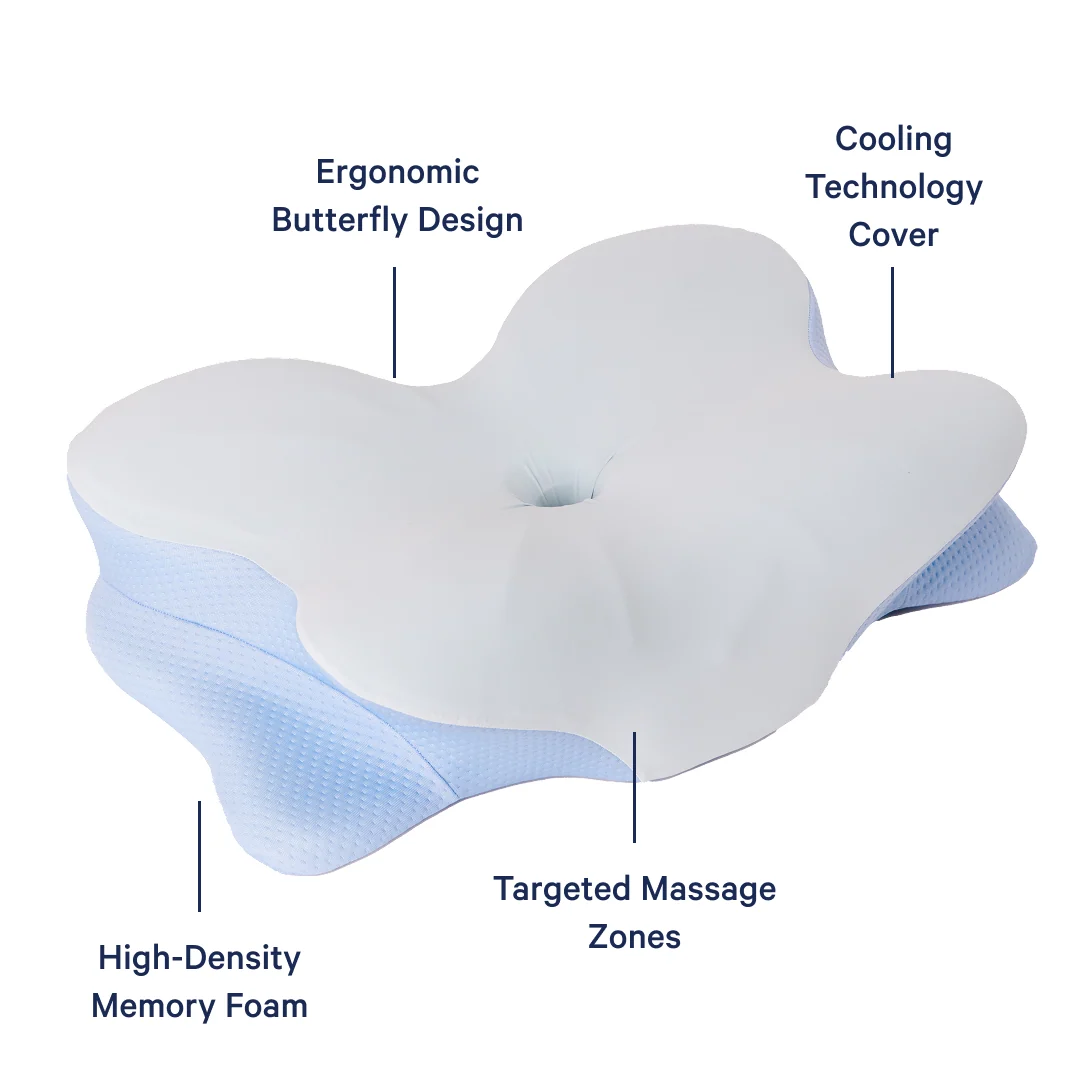 Derila Ergo Pillow butterfly contour design and cover details